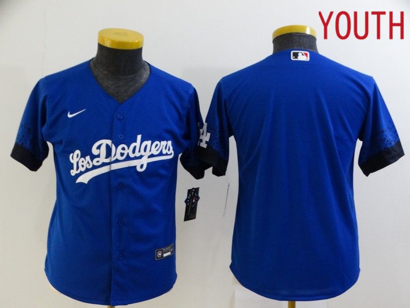 Youth Los Angeles Dodgers Blank Blue City Edition Game Nike 2021 MLB Jersey->youth mlb jersey->Youth Jersey